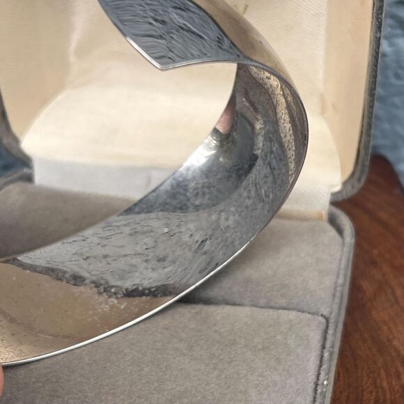 Vintage Sterling Silver Cuff Bracelet Chunky Engraved KPV 925 Danecraft Jewelry - Picture 9 of 10